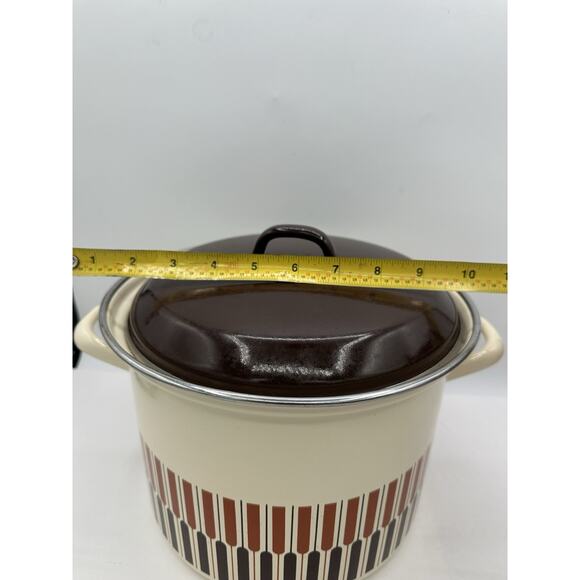 Vintage Moneta MCM Beige Brown Stock Pot 8-Quart Enamel with Lid Made in Italy - Picture 4 of 8